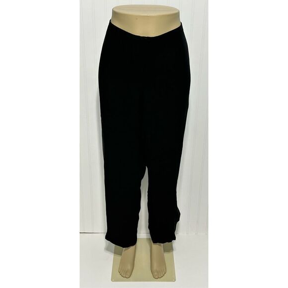 Eileen Fisher Cropped Ankle Pants Straight Leg Trouser Dress Pants Black Large - Picture 1 of 13